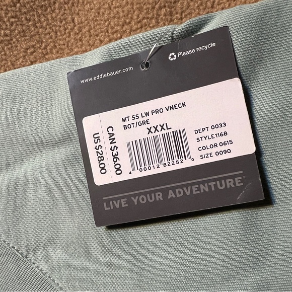 NWT Eddie Bauer V-Neck Short SleeveTee 100% Cotton Tall 3XL - Picture 6 of 6